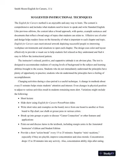 Solution Manual for English for Careers: Business, Professional and Technical, 11th Edition - Page 12 preview image