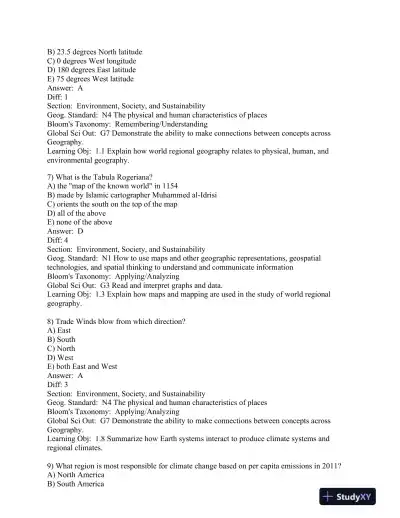 World Regions in Global Context: Peoples, Places, and Environments 6th Edition Test Bank - Page 4 preview image