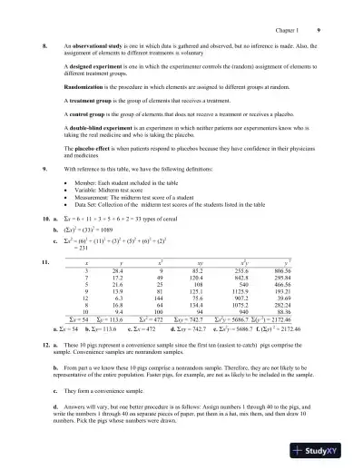 Solution Manual for Introductory Statistics, 9th Edition - Page 10 preview image