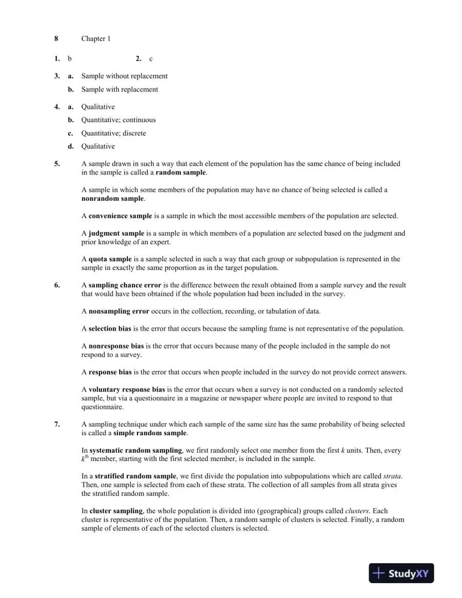 Solution Manual for Introductory Statistics, 9th Edition, page 9
