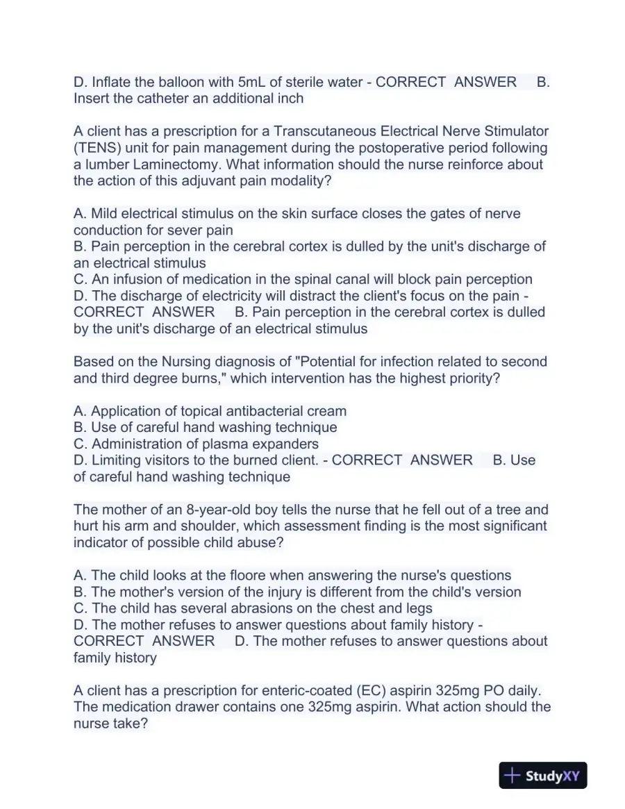 HESI PN Pediatrics Practice Exam With Answers (225 Solved Questions), page 10