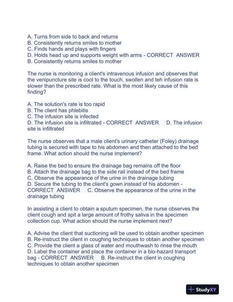 HESI PN Pediatrics Practice Exam With Answers (225 Solved Questions), page 12