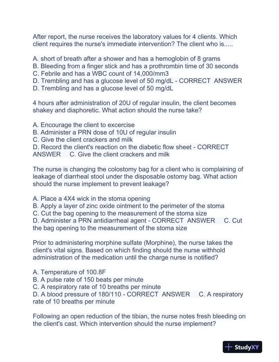 HESI PN Pediatrics Practice Exam With Answers (225 Solved Questions), page 13