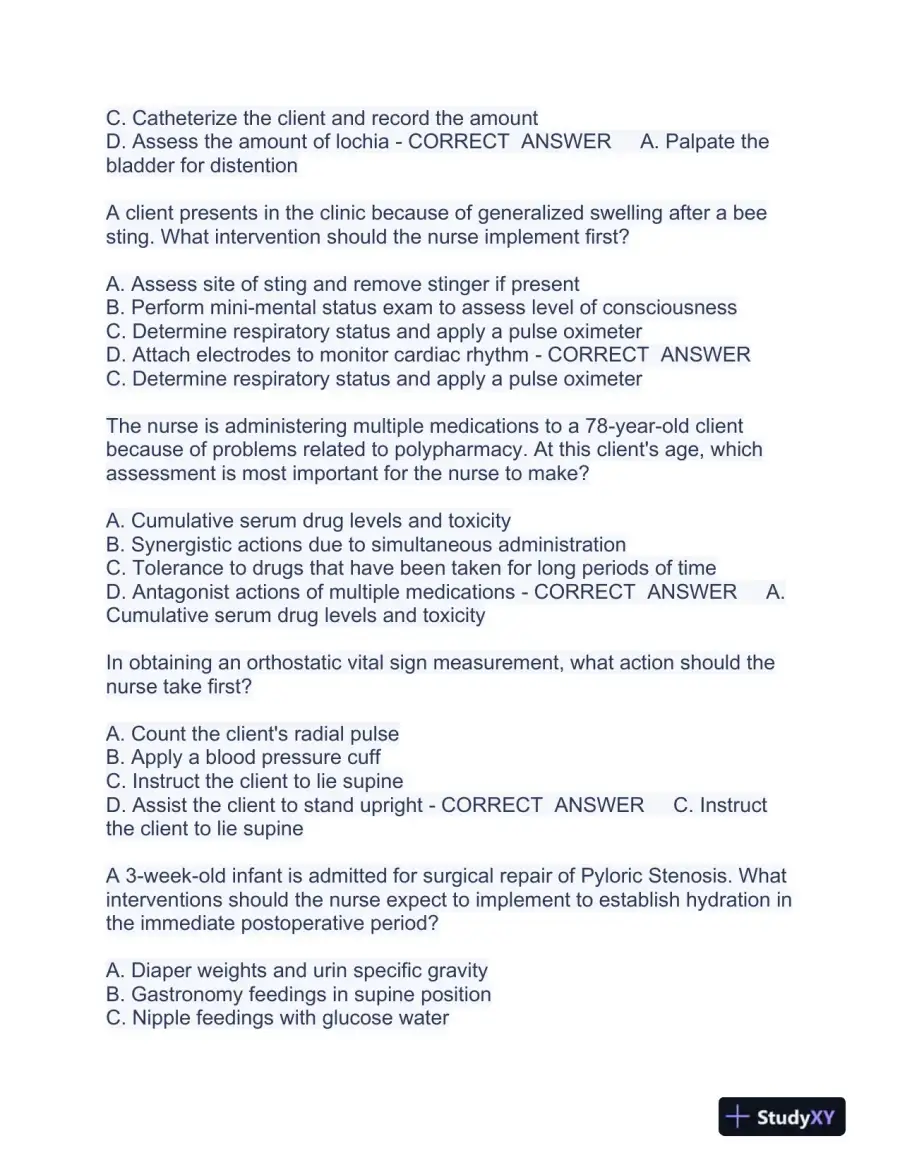 HESI PN Pediatrics Practice Exam With Answers (225 Solved Questions), page 16