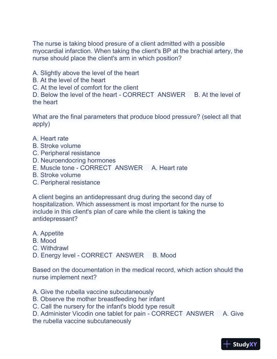 HESI PN Pediatrics Practice Exam With Answers (225 Solved Questions), page 4