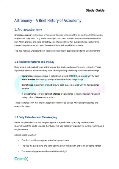 Astronomy - A Brief History of Astronomy - Page 1 preview image