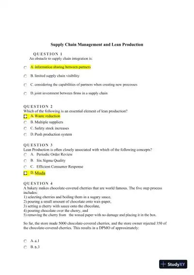 Supply Chain Management and Lean Production - Page 1 preview image