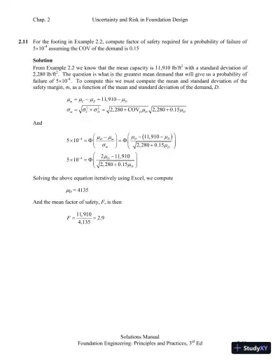 Solution Manual for Foundation Design: Principles and Practices, 3rd Edition - Page 12 preview image