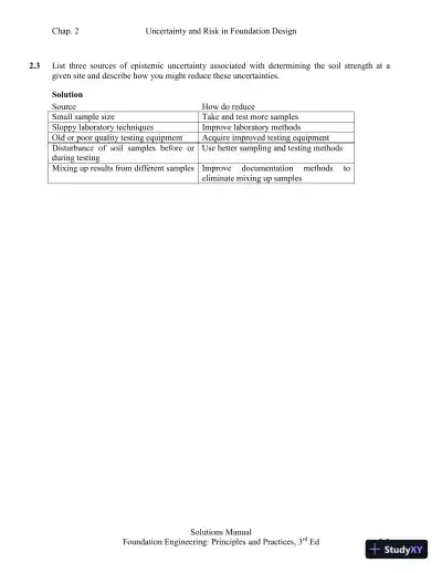 Solution Manual for Foundation Design: Principles and Practices, 3rd Edition - Page 4 preview image