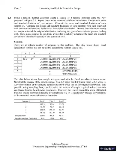 Solution Manual for Foundation Design: Principles and Practices, 3rd Edition - Page 5 preview image