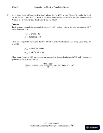 Solution Manual for Foundation Design: Principles and Practices, 3rd Edition - Page 6 preview image