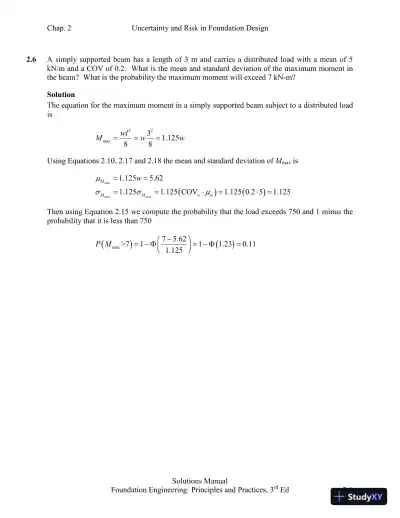 Solution Manual for Foundation Design: Principles and Practices, 3rd Edition - Page 7 preview image