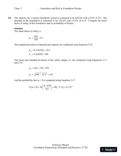 Solution Manual for Foundation Design: Principles and Practices, 3rd Edition - Page 9 preview image