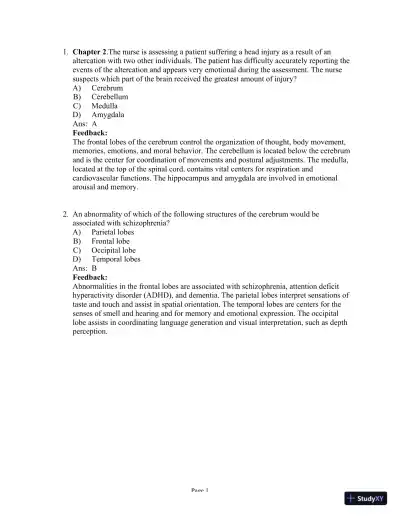 Test Bank for Psychiatric-Mental Health Nursing, 8th Edition (Chapters 1-24) - Page 14 preview image