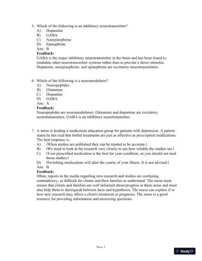 Test Bank for Psychiatric-Mental Health Nursing, 8th Edition (Chapters 1-24) - Page 16 preview image
