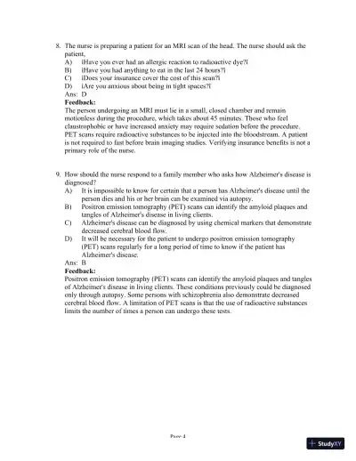 Test Bank for Psychiatric-Mental Health Nursing, 8th Edition (Chapters 1-24) - Page 17 preview image