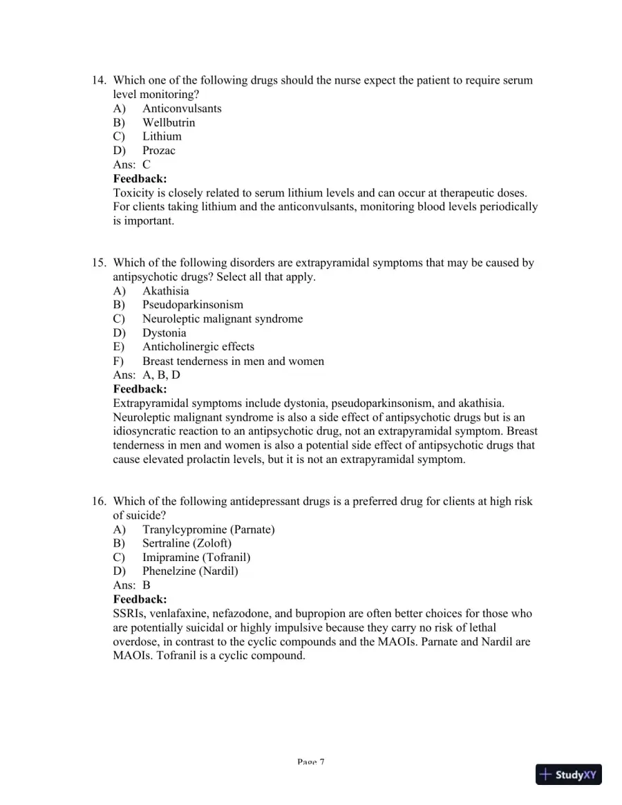 Test Bank for Psychiatric-Mental Health Nursing, 8th Edition (Chapters 1-24), page 20
