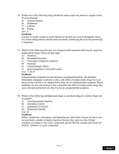 Test Bank for Psychiatric-Mental Health Nursing, 8th Edition (Chapters 1-24) - Page 20 preview image