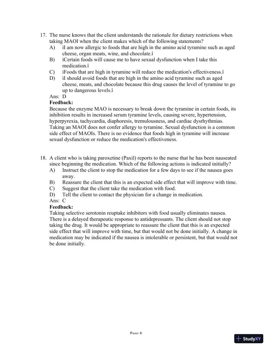 Test Bank for Psychiatric-Mental Health Nursing, 8th Edition (Chapters 1-24), page 21