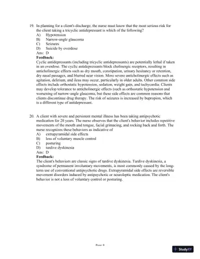 Test Bank for Psychiatric-Mental Health Nursing, 8th Edition (Chapters 1-24) - Page 22 preview image