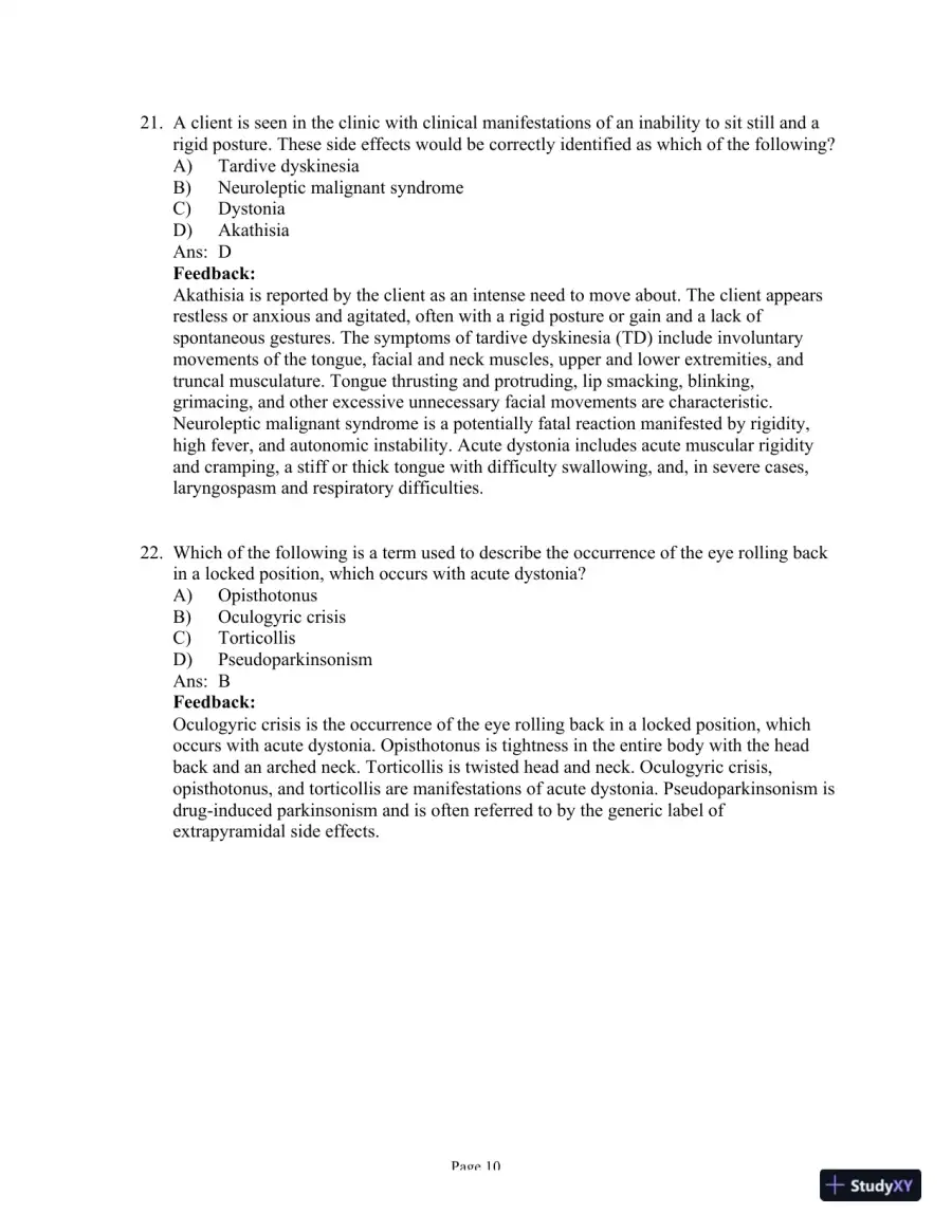 Test Bank for Psychiatric-Mental Health Nursing, 8th Edition (Chapters 1-24), page 23