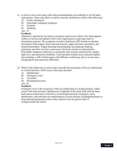 Test Bank for Psychiatric-Mental Health Nursing, 8th Edition (Chapters 1-24) - Page 23 preview image