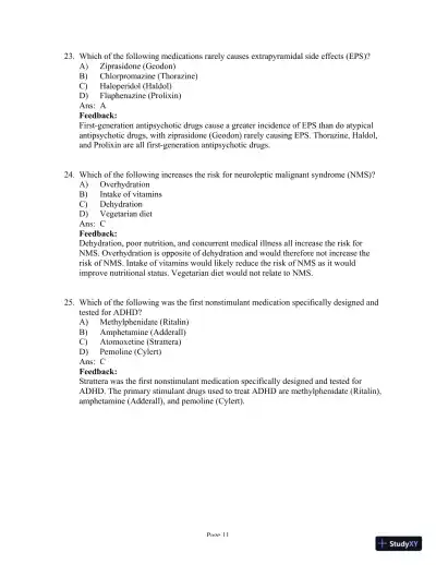 Test Bank for Psychiatric-Mental Health Nursing, 8th Edition (Chapters 1-24) - Page 24 preview image