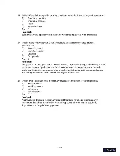 Test Bank for Psychiatric-Mental Health Nursing, 8th Edition (Chapters 1-24) - Page 25 preview image