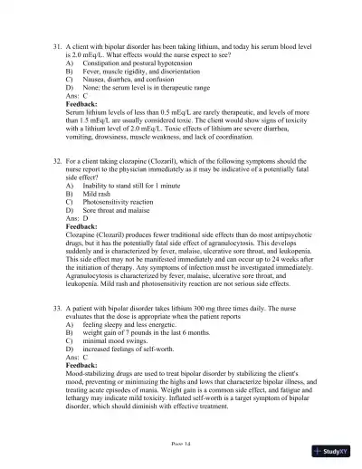 Test Bank for Psychiatric-Mental Health Nursing, 8th Edition (Chapters 1-24) - Page 27 preview image