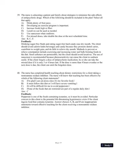 Test Bank for Psychiatric-Mental Health Nursing, 8th Edition (Chapters 1-24) - Page 30 preview image