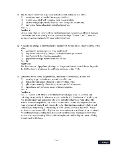 Test Bank for Psychiatric-Mental Health Nursing, 8th Edition (Chapters 1-24) - Page 6 preview image