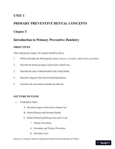 Class Notes for Primary Preventive Dentistry, 8th Edition - Page 1 preview image