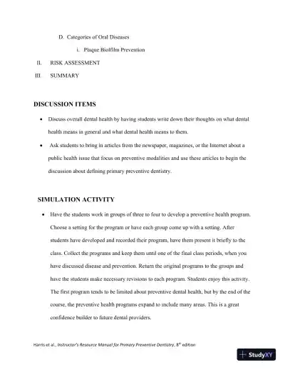 Class Notes for Primary Preventive Dentistry, 8th Edition - Page 3 preview image