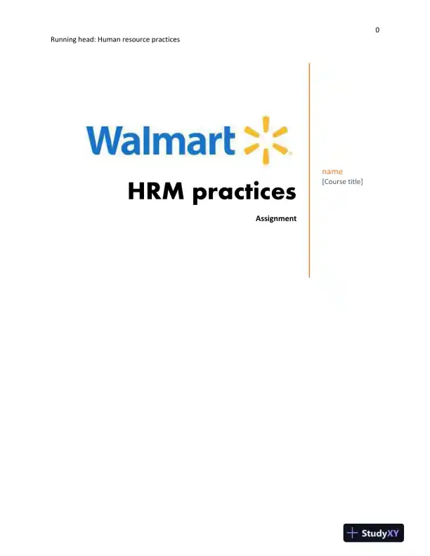 Walmart Human Resource Practices - Page 1 preview image