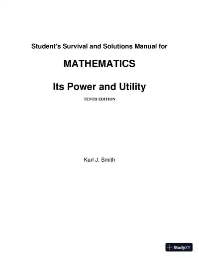 Solution Manual for Mathematics: Its Power and Utility, 10th Edition - Page 1 preview image