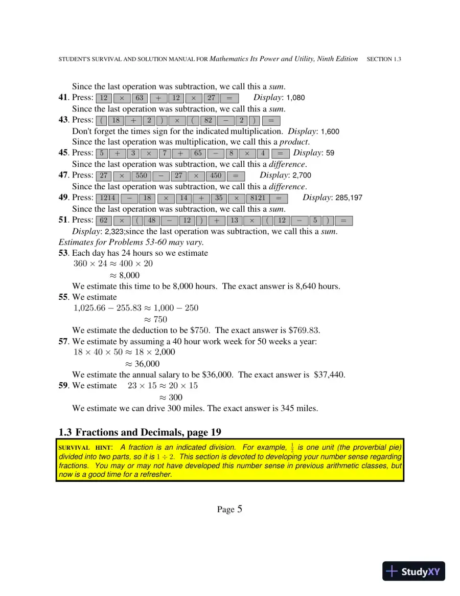 Solution Manual for Mathematics: Its Power and Utility, 10th Edition, page 10