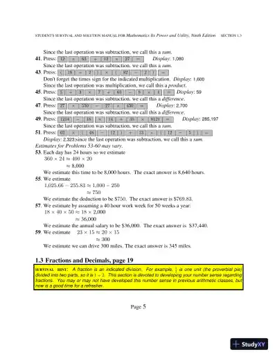 Solution Manual for Mathematics: Its Power and Utility, 10th Edition - Page 10 preview image