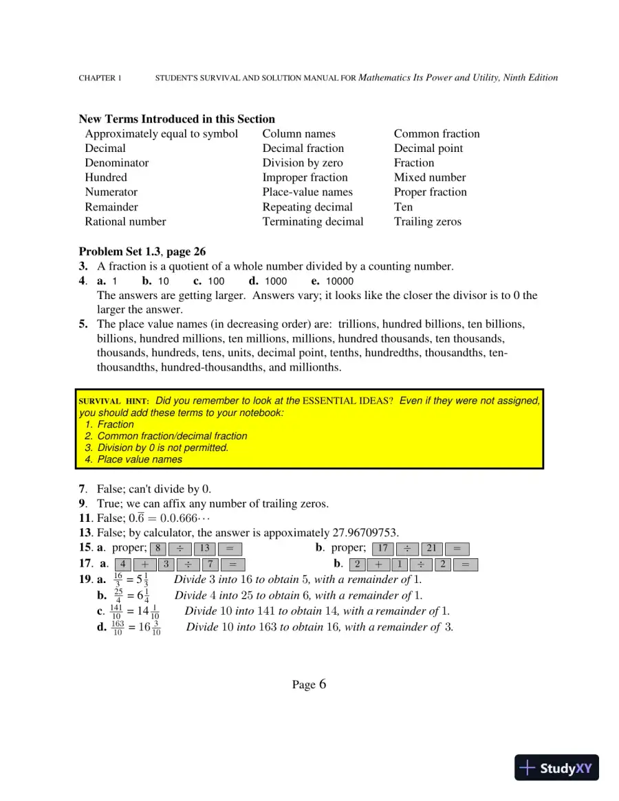 Solution Manual for Mathematics: Its Power and Utility, 10th Edition, page 11
