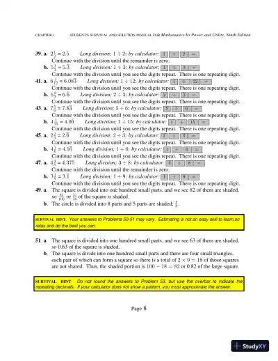 Solution Manual for Mathematics: Its Power and Utility, 10th Edition - Page 13 preview image