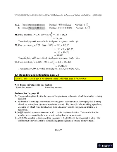 Solution Manual for Mathematics: Its Power and Utility, 10th Edition - Page 14 preview image