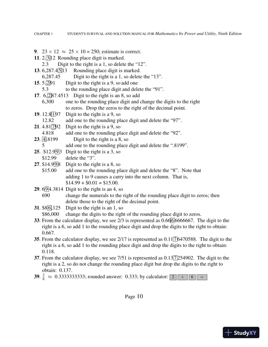 Solution Manual for Mathematics: Its Power and Utility, 10th Edition, page 15