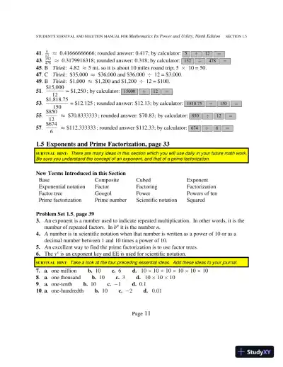 Solution Manual for Mathematics: Its Power and Utility, 10th Edition - Page 16 preview image