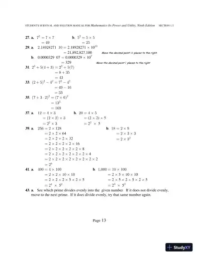 Solution Manual for Mathematics: Its Power and Utility, 10th Edition - Page 18 preview image