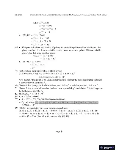 Solution Manual for Mathematics: Its Power and Utility, 10th Edition - Page 19 preview image