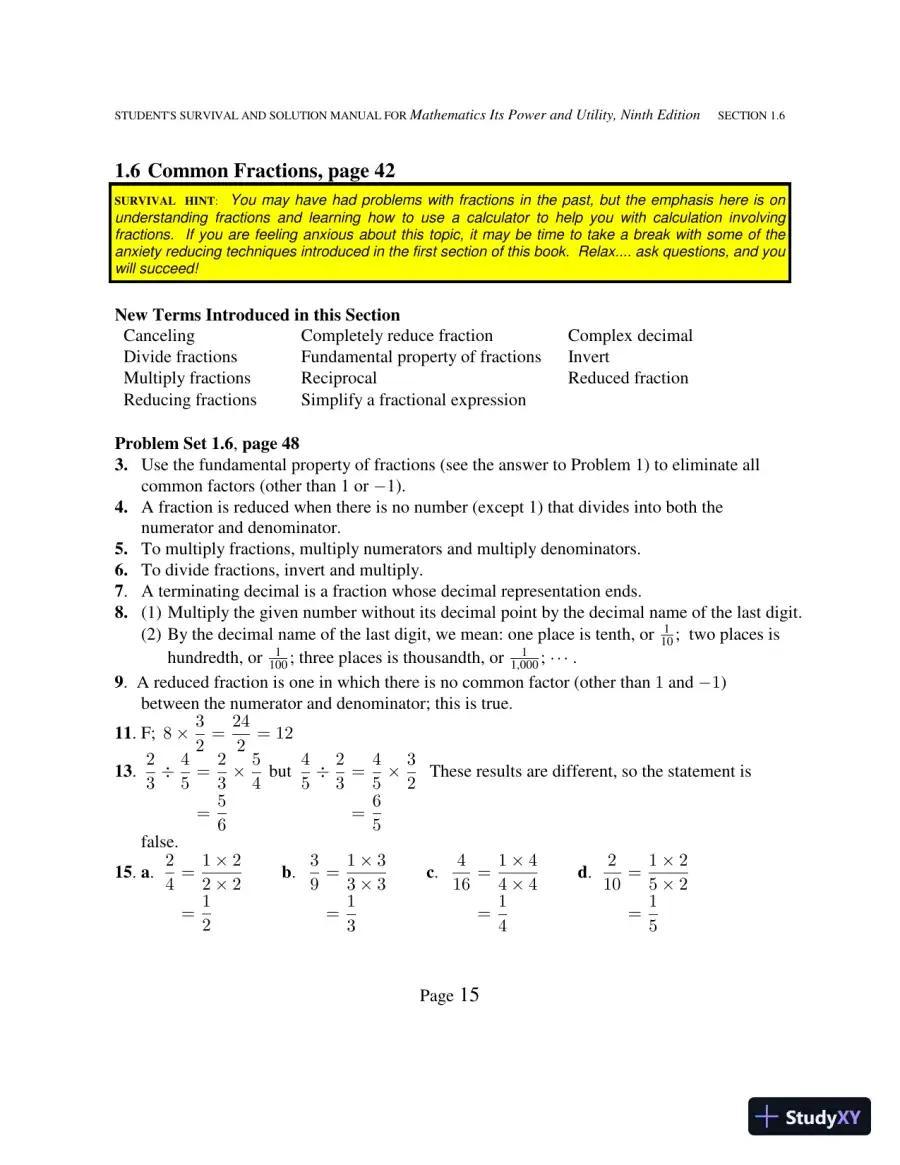 Solution Manual for Mathematics: Its Power and Utility, 10th Edition, page 20