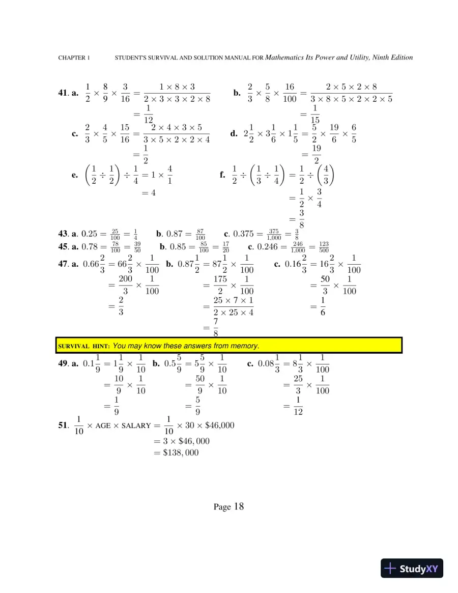 Solution Manual for Mathematics: Its Power and Utility, 10th Edition, page 23