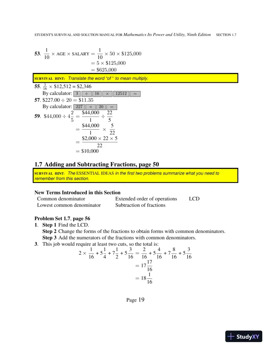 Solution Manual for Mathematics: Its Power and Utility, 10th Edition, page 24