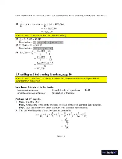 Solution Manual for Mathematics: Its Power and Utility, 10th Edition - Page 24 preview image