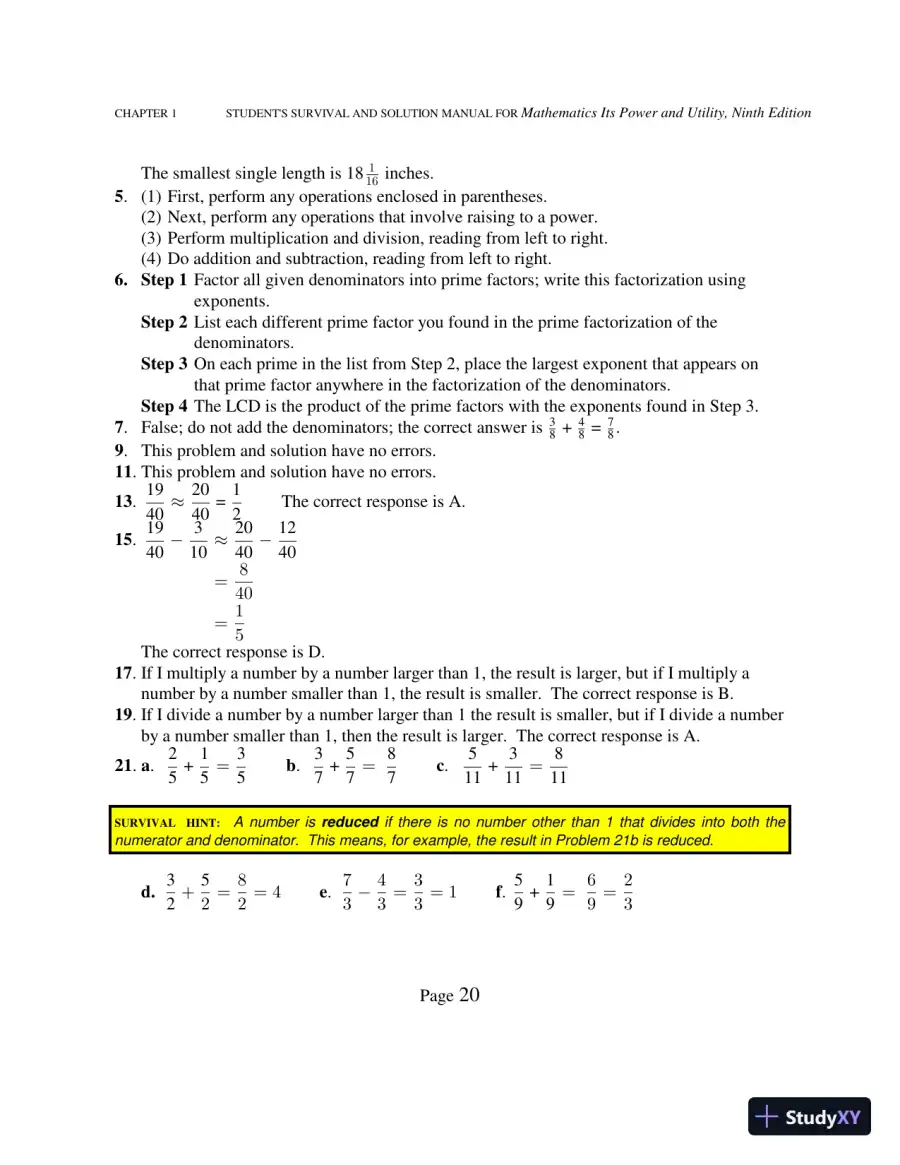 Solution Manual for Mathematics: Its Power and Utility, 10th Edition, page 25