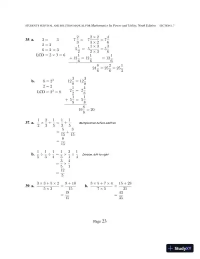 Solution Manual for Mathematics: Its Power and Utility, 10th Edition - Page 28 preview image